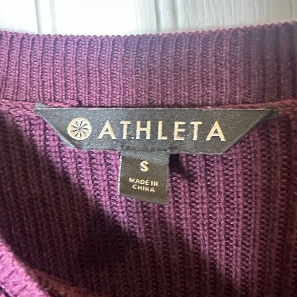 Athleta Rest Day Asymmetrical Crewneck Sweater Purple/Plum - Picture 3 of 6